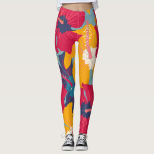 Colourful Hibiscus Flowers Leggings