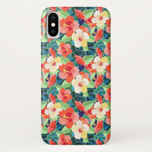Colourful Hibiscus Pattern iPhone X Case