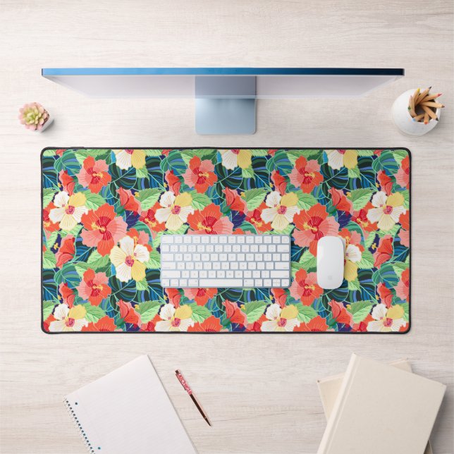 Colourful Hibiscus Pattern Desk Mat (Office 1)