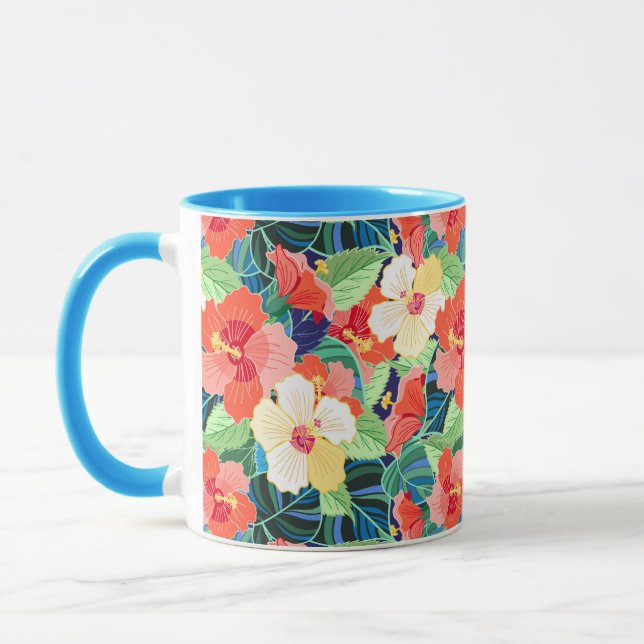 Colourful Hibiscus Pattern Mug (Left)