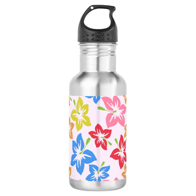 Colourful Hibiscus, Pattern Of Flowers 532 Ml Water Bottle (Front)
