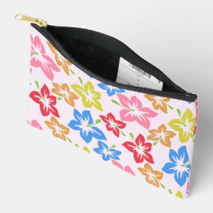 Colourful Hibiscus, Pattern Of Flowers Accessory Pouch