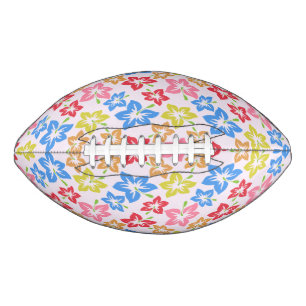 Colourful Hibiscus, Pattern Of Flowers American Football