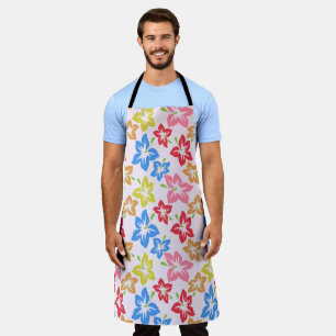 Colourful Hibiscus, Pattern Of Flowers Apron