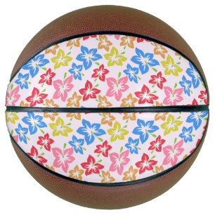 Colourful Hibiscus, Pattern Of Flowers Basketball