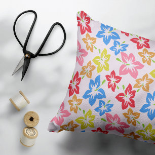 Colourful Hibiscus, Pattern Of Flowers Decorative Cushion