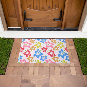 Colourful Hibiscus, Pattern Of Flowers Doormat