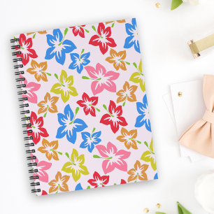 Colourful Hibiscus, Pattern Of Flowers Notebook
