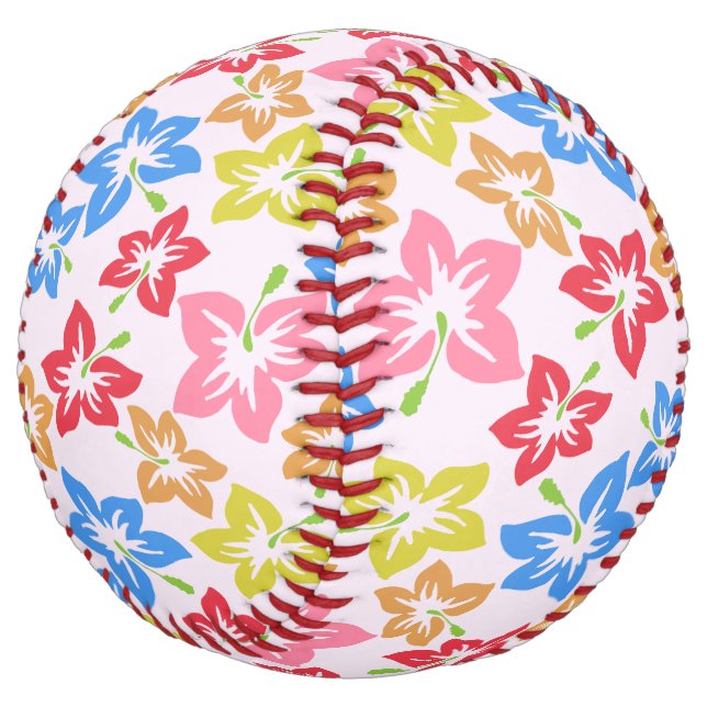 Colourful Hibiscus, Pattern Of Flowers Softball (Angled)