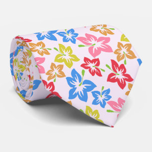 Colourful Hibiscus, Pattern Of Flowers Tie