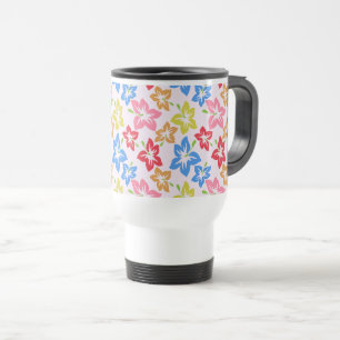 Colourful Hibiscus, Pattern Of Flowers Travel Mug