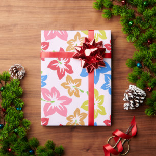 Colourful Hibiscus, Pattern Of Flowers Wrapping Paper