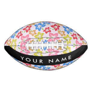 Colourful Hibiscus, Pattern Of Flowers, Your Name American Football