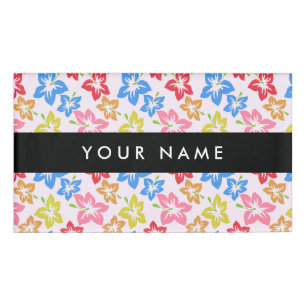 Colourful Hibiscus, Pattern Of Flowers, Your Name Tag