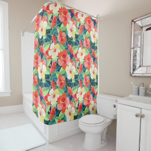 Colourful Hibiscus Pattern Shower Curtain