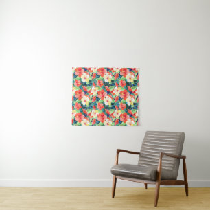Colourful Hibiscus Pattern Tapestry
