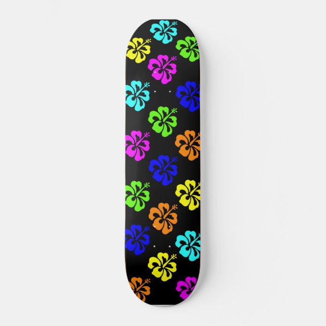 Colourful Hibiscus Skateboard (Front)