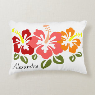 Colourful Hibiscus Trio Personalised Decorative Cushion