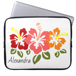 Colourful Hibiscus Trio Personalised Laptop Sleeve