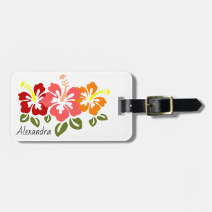 Colourful Hibiscus Trio Personalised Luggage Tag