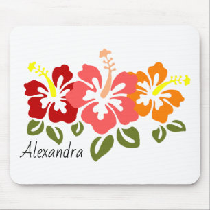 Colourful Hibiscus Trio Personalised Mouse Mat