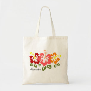 Colourful Hibiscus Trio Personalised Tote Bag