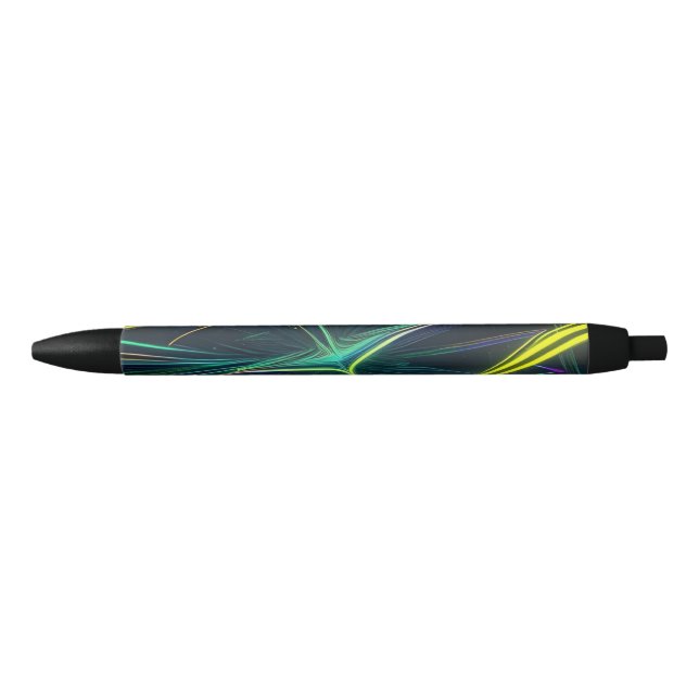 Colourful High Tech Intersecting Lights Black Ink Pen (Front)