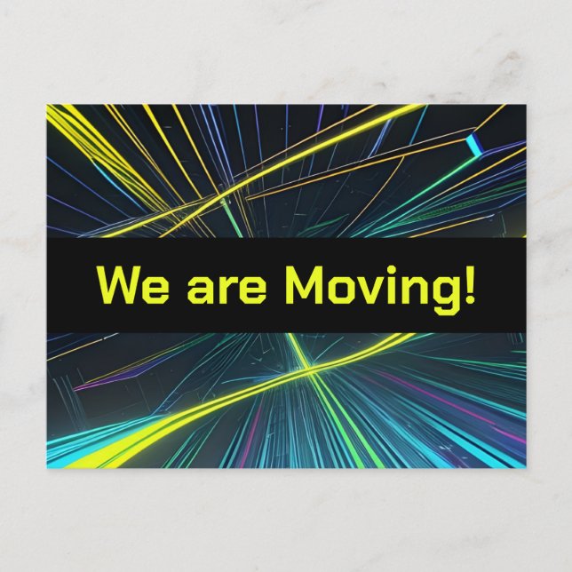 Colourful High Tech Lights Change of Address Postcard (Front)