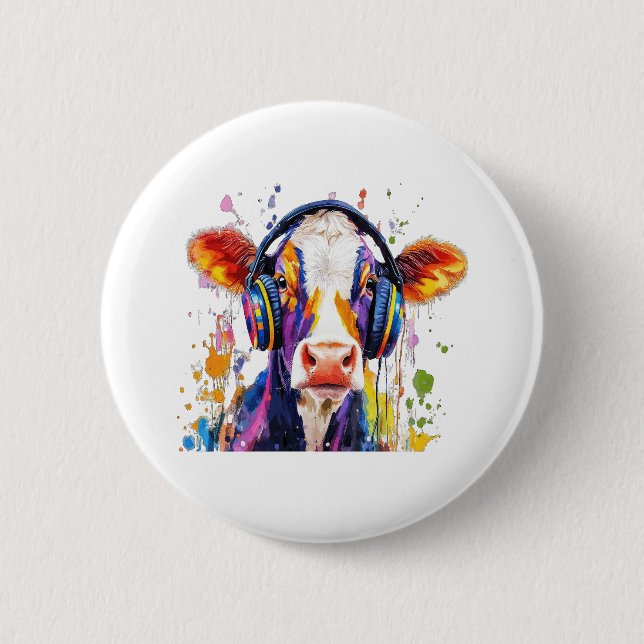 Colourful Highland Cow 6 Cm Round Badge (Front)