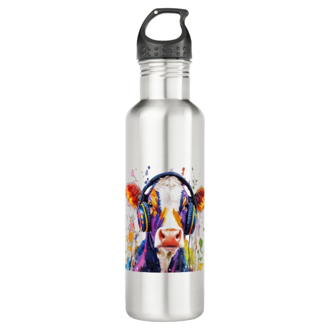 Colourful Highland Cow 710 Ml Water Bottle (Front)
