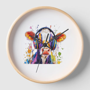 Colourful Highland Cow Clock