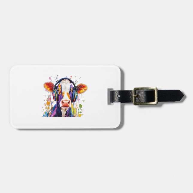 Colourful Highland Cow Luggage Tag (Front Horizontal)