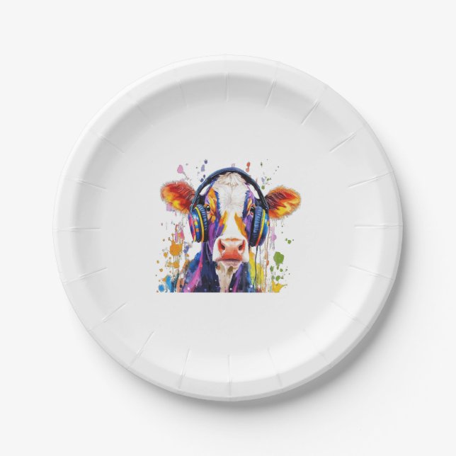 Colourful Highland Cow Paper Plate (Front)