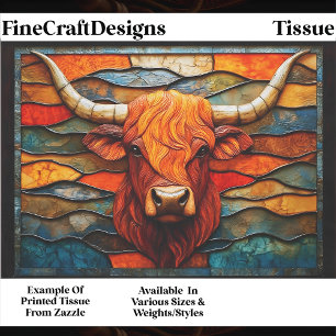 Colourful Highland Cow, Stained Glass EH4 Decoupag Tissue Paper
