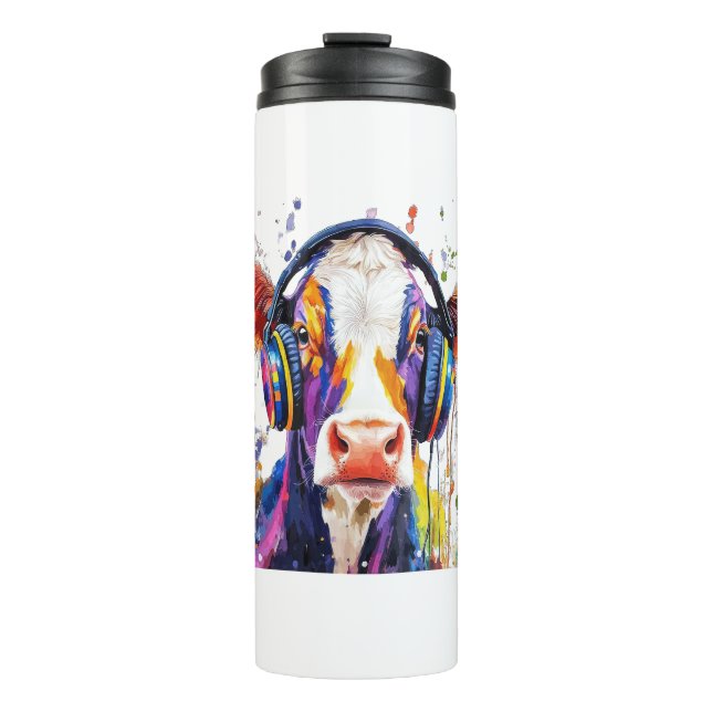 Colourful Highland Cow Thermal Tumbler (Front)