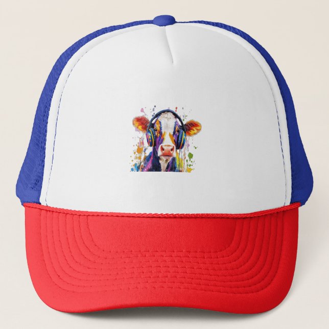 Colourful Highland Cow Trucker Hat (Front)