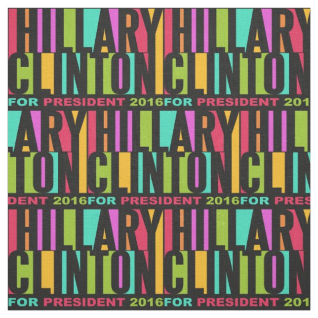 Colourful Hillary Clinton 2016 fabric (Swatch)