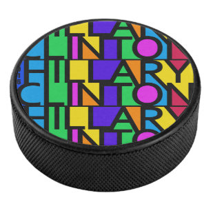Colourful Hillary Clinton 2016 hockey puck
