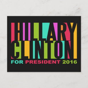 Colourful Hillary Clinton 2016 postcard