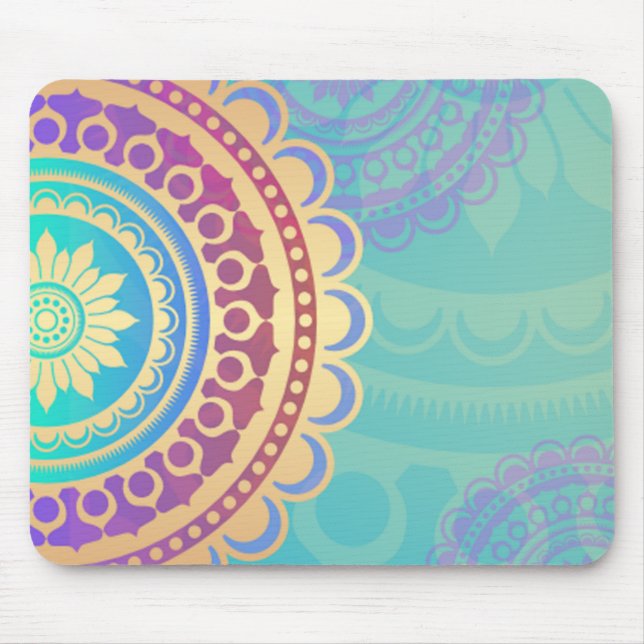 Colourful Hindu Art Pattern Mouse Mat (Front)