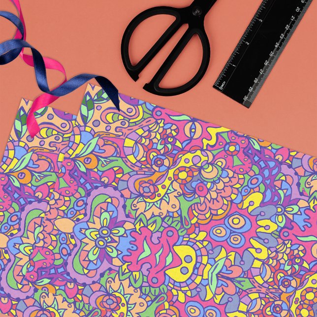 Colourful Hip Girly Fantasy Doodles Pattern Tissue Paper (Creator Uploaded)