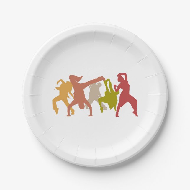 Colourful Hip Hop Dancers Paper Plate (Front)
