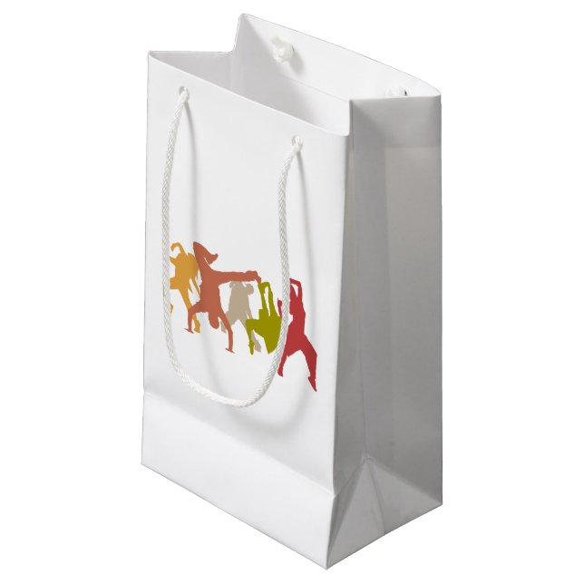 Colourful Hip Hop Dancers Small Gift Bag (Front Angled)