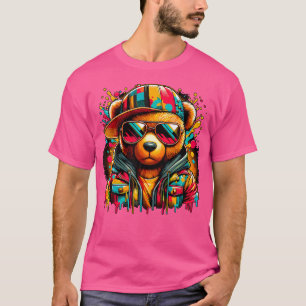 Colourful Hip Hop Teddy Bear With Sunglasses Rap M T-Shirt
