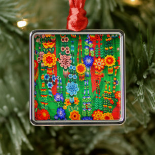 Colourful Hippie Flower Designs Metal Tree Decoration