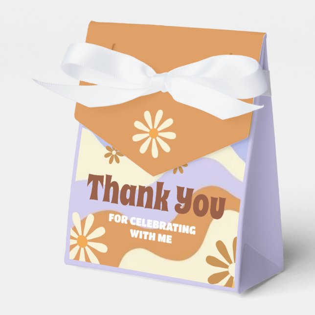 Colourful Hippie Flower Retro Groovy Sweet 16 Favour Box (Front Side)