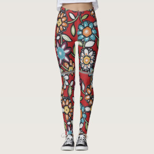 colourful hippie groovy flower power leggings