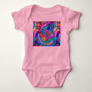 colourful hippie-style love baby creeper