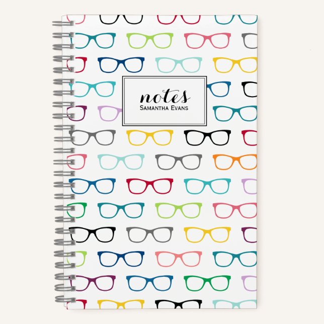 Colourful Hipster Glasses Multicolor Notebook (Front)
