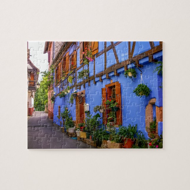 Colourful Historical Houses Village France Travel Jigsaw Puzzle (Horizontal)
